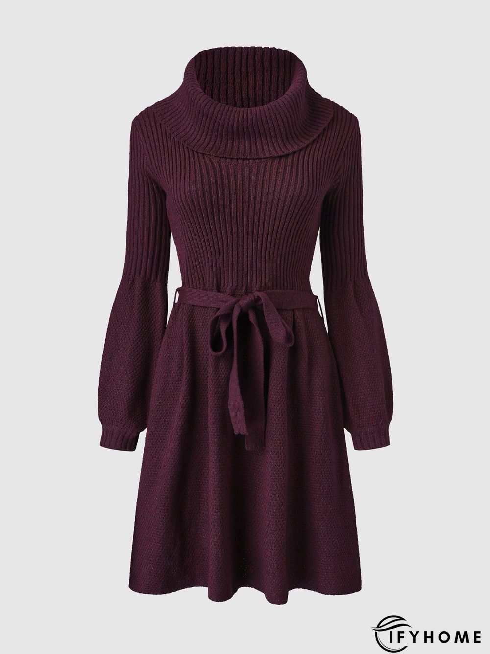 Elegant Solid Long Sleeve Sweater Dress | IFYHOME