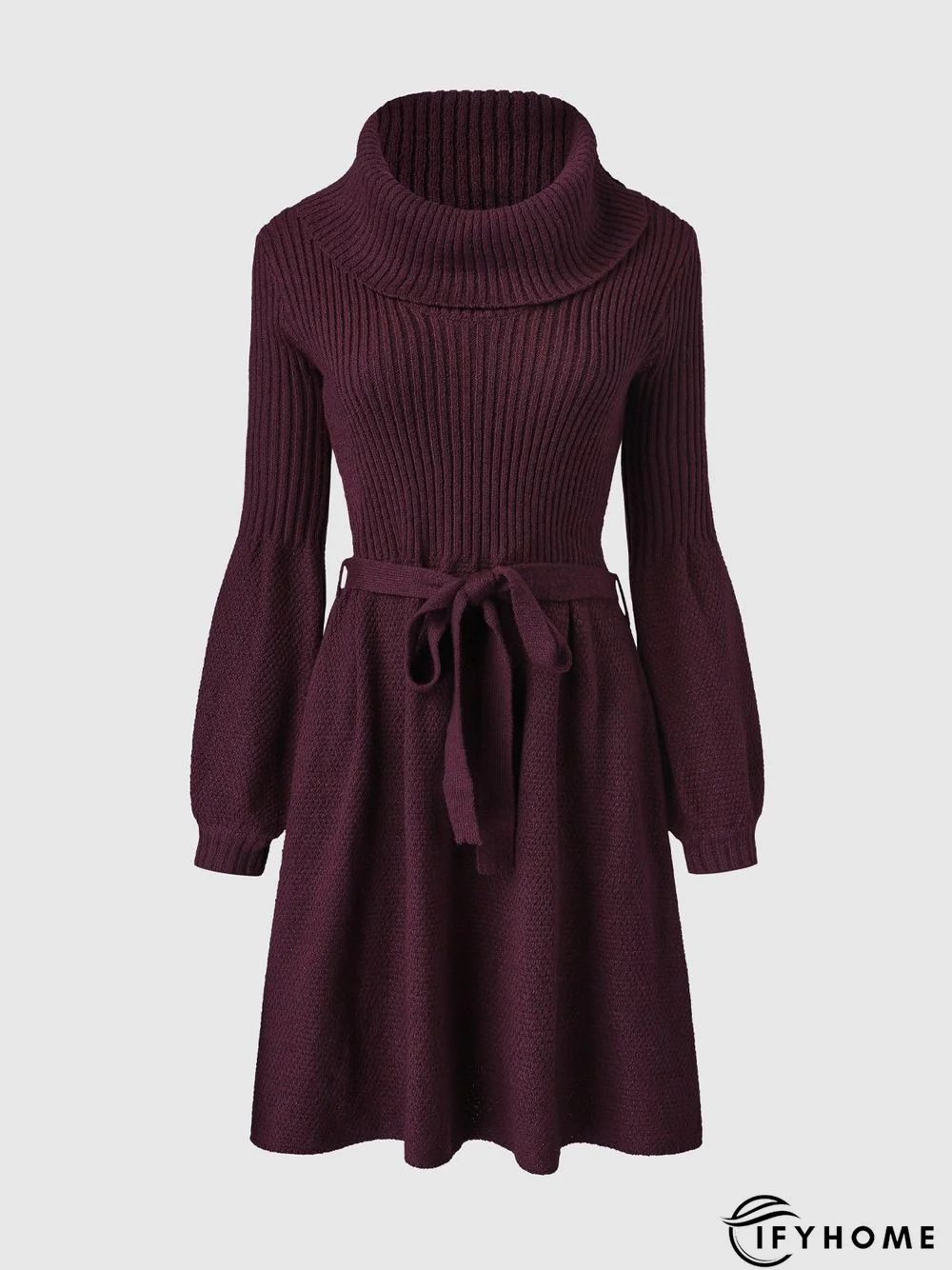 Elegant Solid Long Sleeve Sweater Dress | IFYHOME