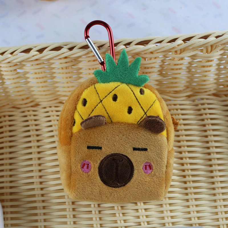 Kapibala Fruit Hat Coin Purse Cartoon Fruit Version Capybara Coin Purse Plush Small Backpack Bag Pendant