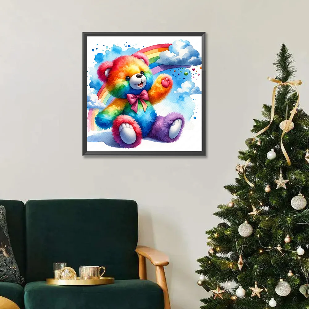 Diamond Painting - Full Round Drill - Rainbow Bear(Canvas|30*30cm)