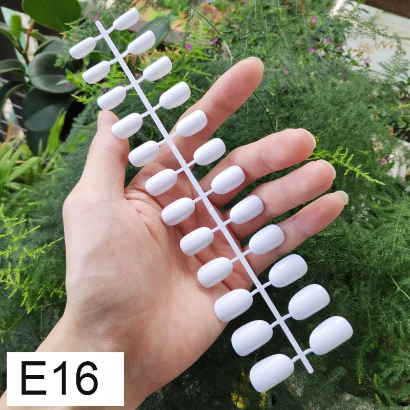 10 Sets Round Shape False Nail Tips In Same Color 24 Pieces/Set 10 Sizes Press on Fake Nails DIY Manicure Finger Nail Tips-Nail Inspo