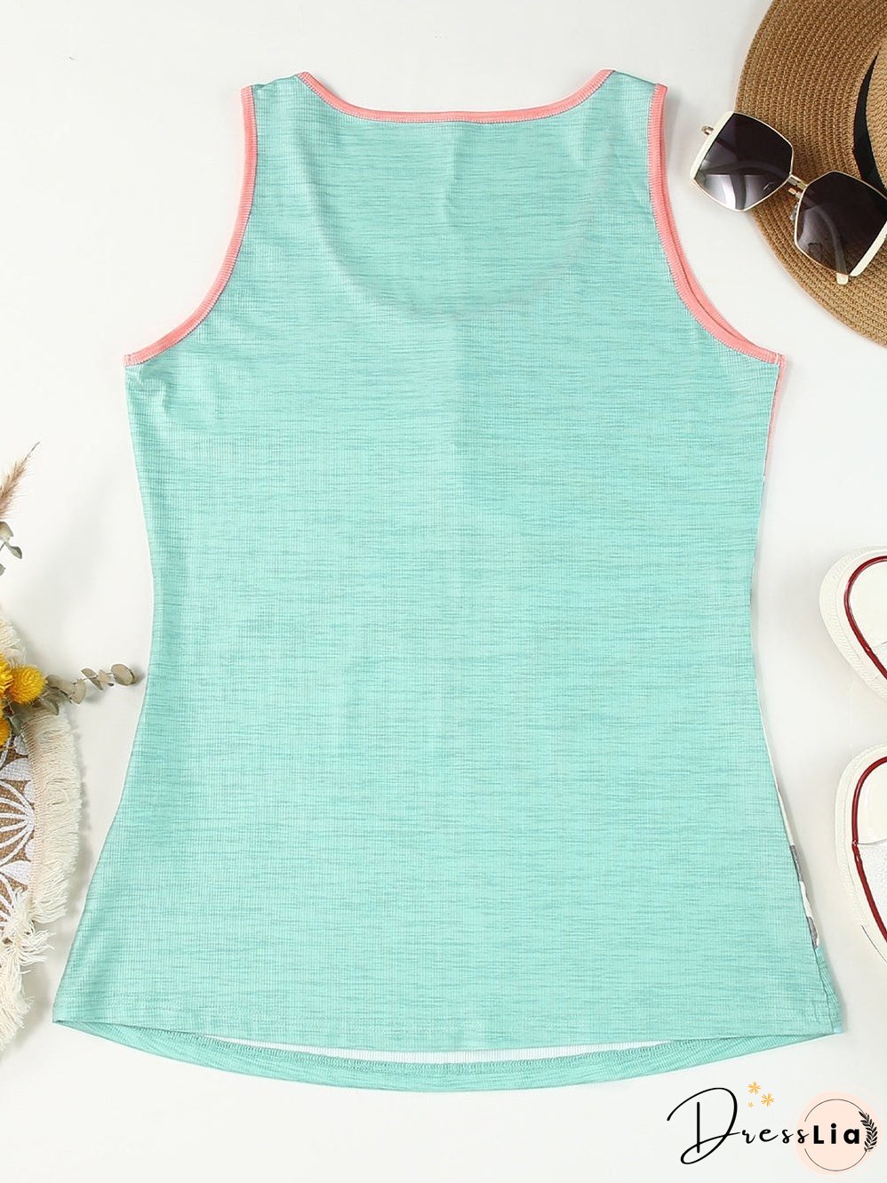 Leopard Print Button Detail Sleeveless Tank Top