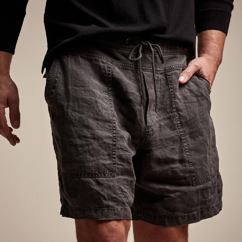 Men's Washed Cotton And Linen Shorts