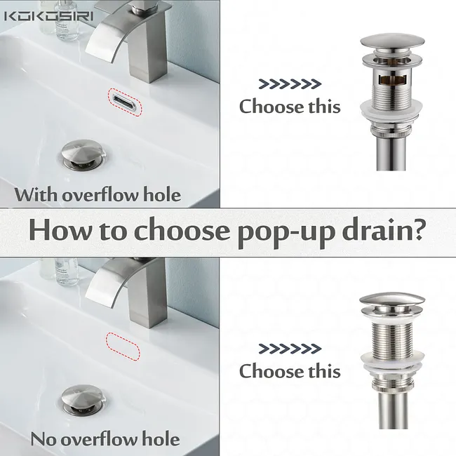 Bathroom Sink Pop-Up Drain With Strainer Basket – Anti-Clog Hair Catcher, SUS304 Stainless Steel, Tool-Free Install, Fits 1-3/4 Inch Openings With Overflow, Polished Silver