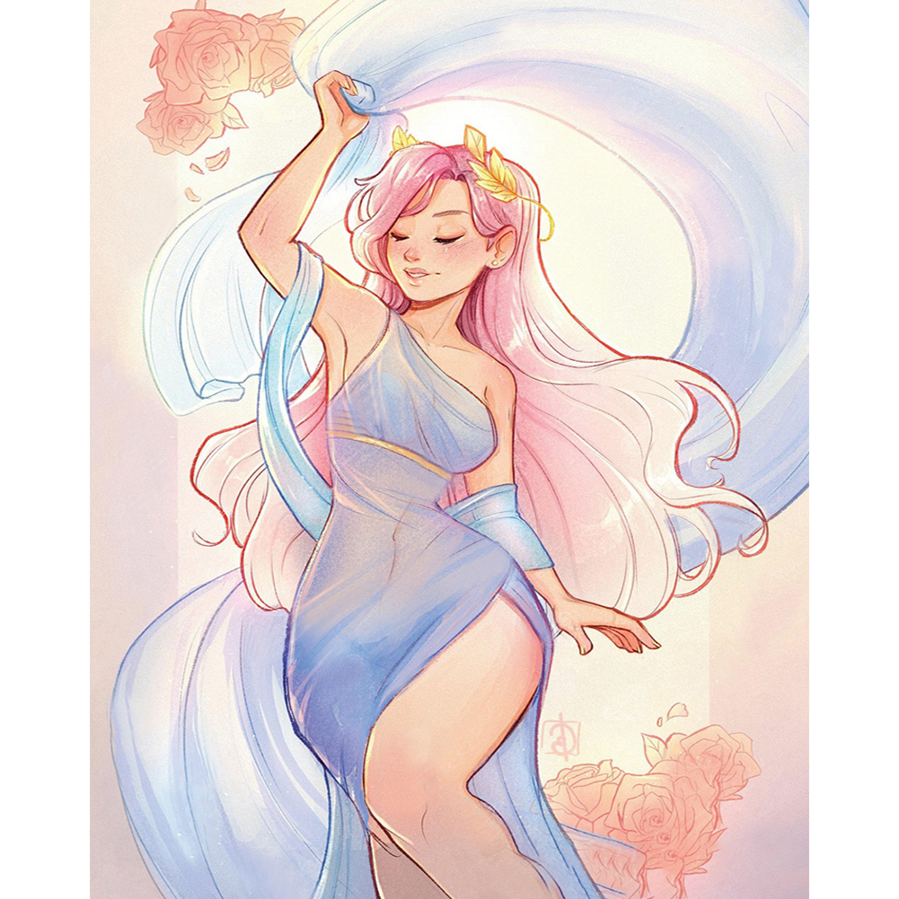 Pink-Haired Girl 40*50cm(canvas) full round drill diamond painting