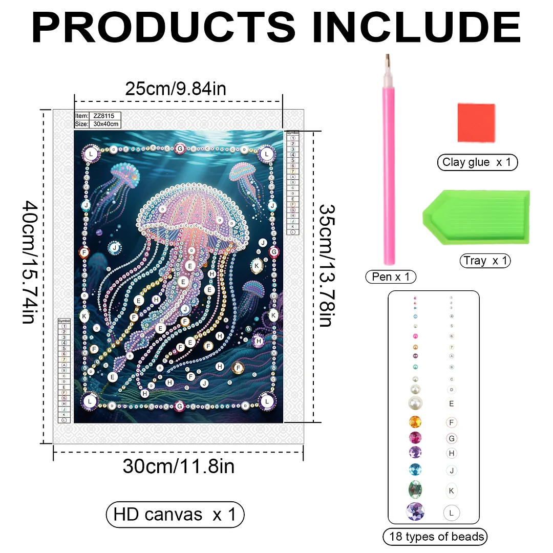 Pink Jellyfish DIY Partial Diamond Pearl Painting Art Kits 30x40cm Special Shape Pearl Gem Paintings Picture Arts Craft for Adults Beginners Home Wall Decor