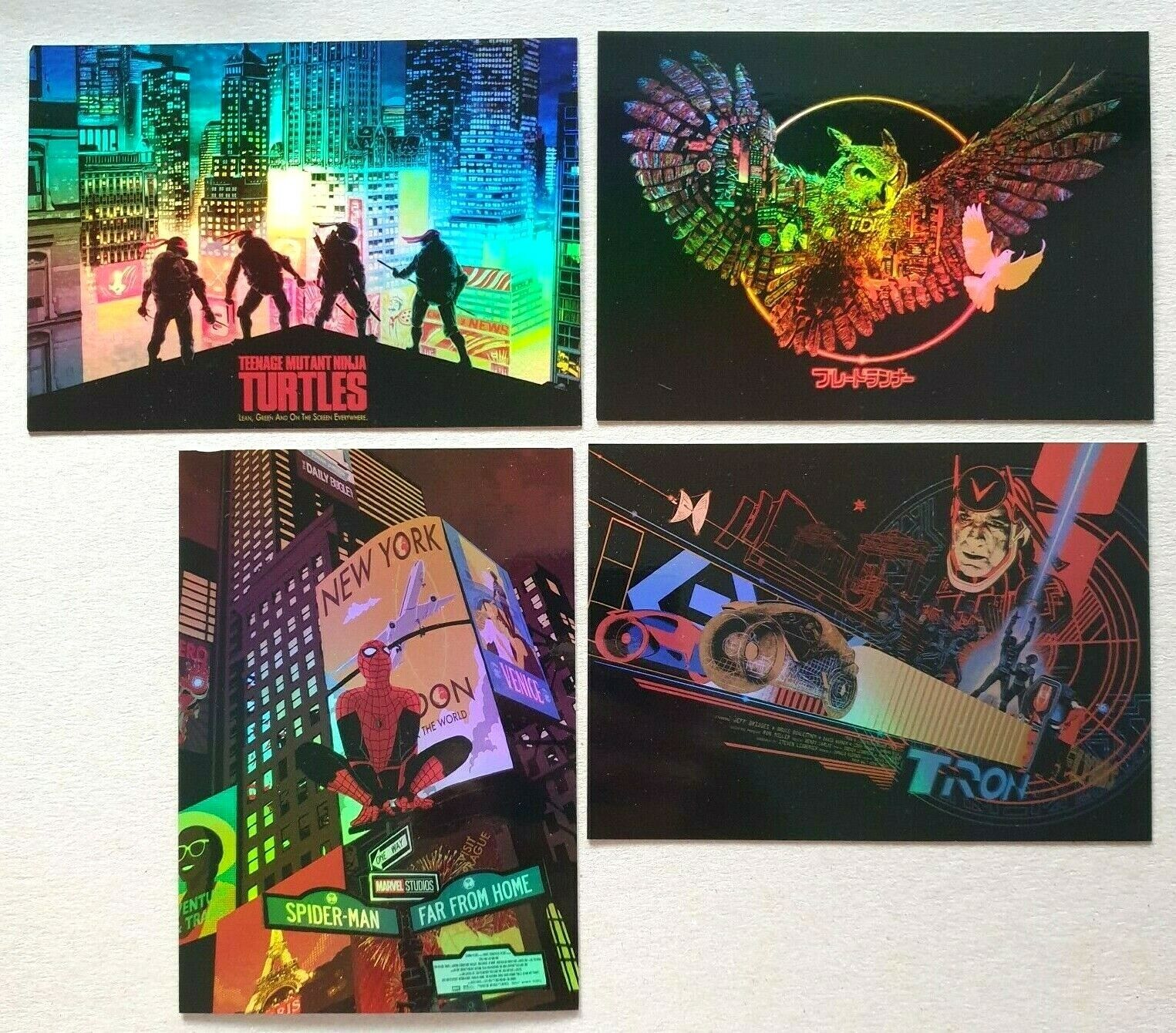 RAID71 - 4 FOIL POSTCARD SET Tron Legacy TMNT Spider-Man Marvel