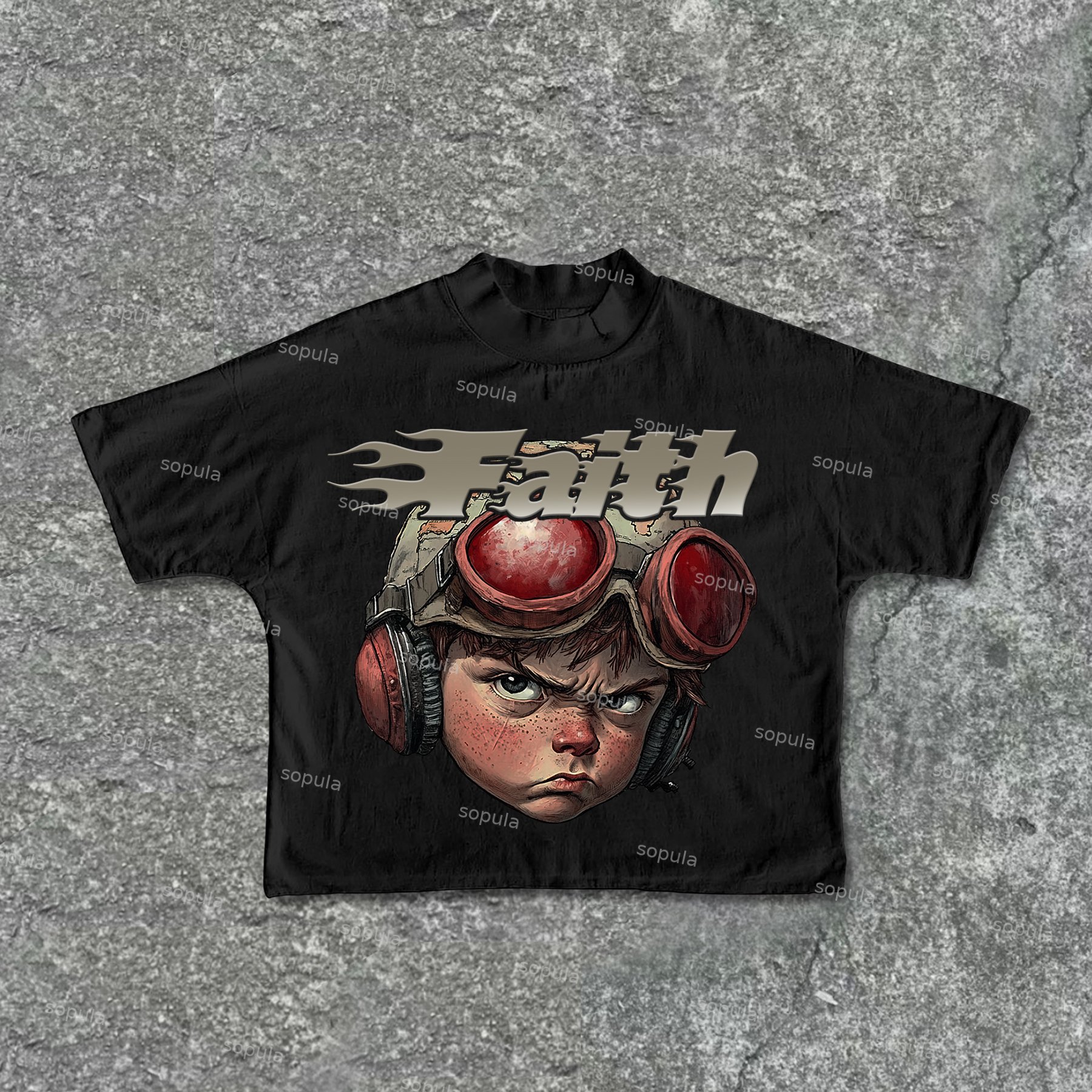 Sopula Flame Boy Faith Graphic Print Cropped T-Shirts - SOPULA