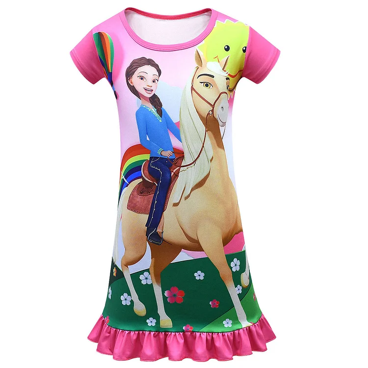 Children's sleeping skirt spirit riding  pony king:  Mercedes girl short-sleeved skirt 80382-Mayoulove