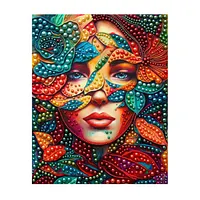 Colorful Leaf Woman - Pearls Painting