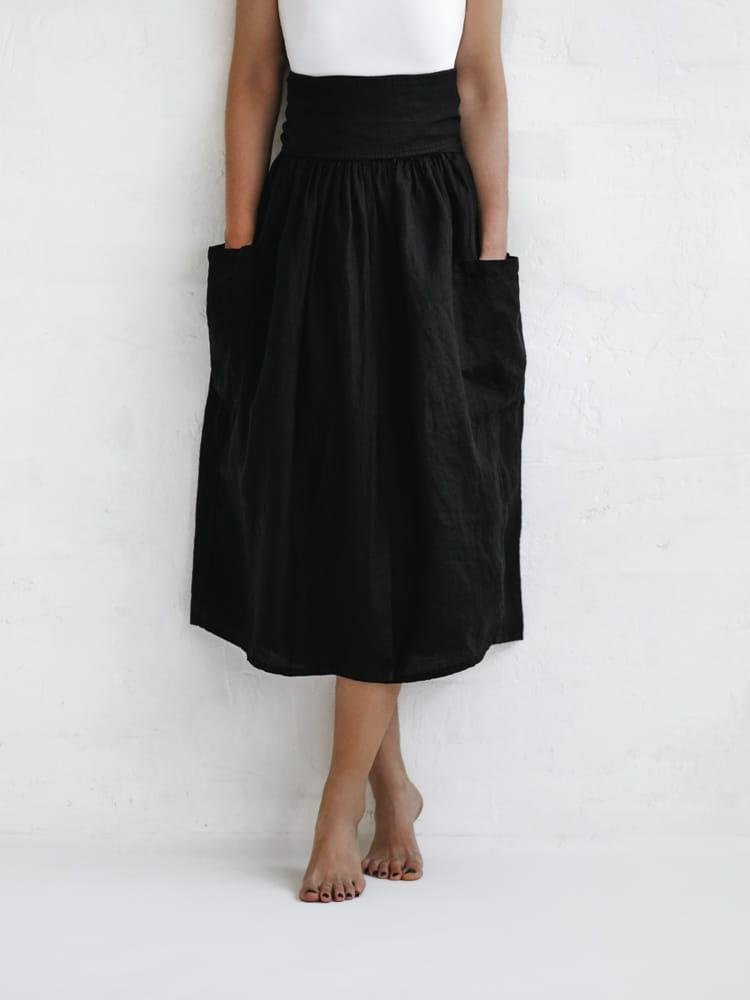 Skirt no conventional conventional Micro-elasticity Cotton Linen Spring Summer Casual-Mayoulove