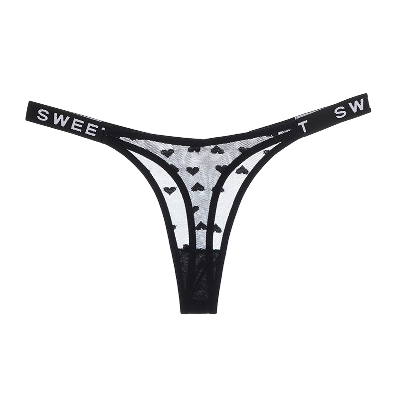 Cnneeds Low Waist Sexy Panties Women Thongs Letter G-string Sports Fitness Hollow Out T-back Female Lingerie Mesh Underpants Underwear