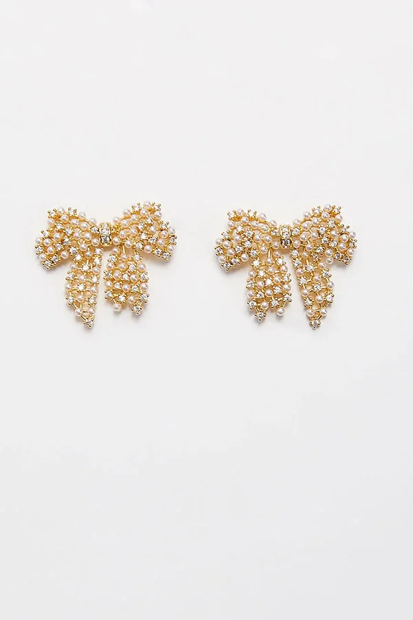 RY Crystal Couture Rhinestone Bow Earrings