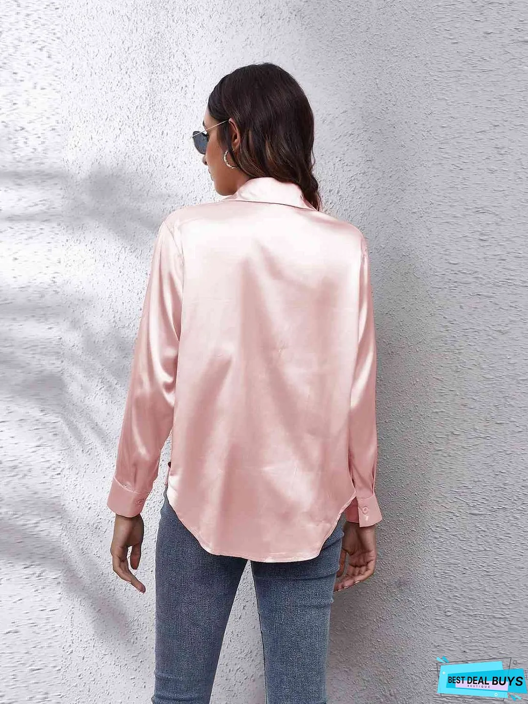 Collared Neck Buttoned Long Sleeve Shirt