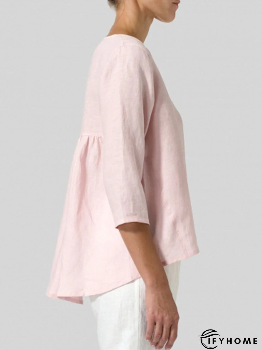 Women Casual 3/4 Sleeve Loose Top Blouse Shirt | IFYHOME