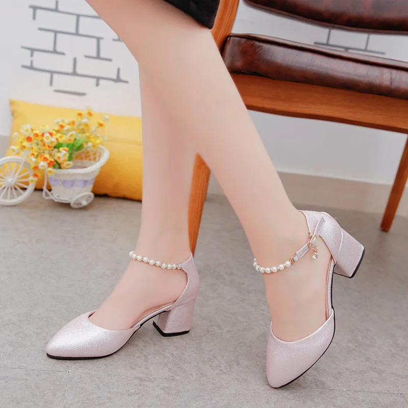 2020 spring and summer with the female shoes shallow baotou sandals rough with 6 cm high heels Sandalias femeninas x63