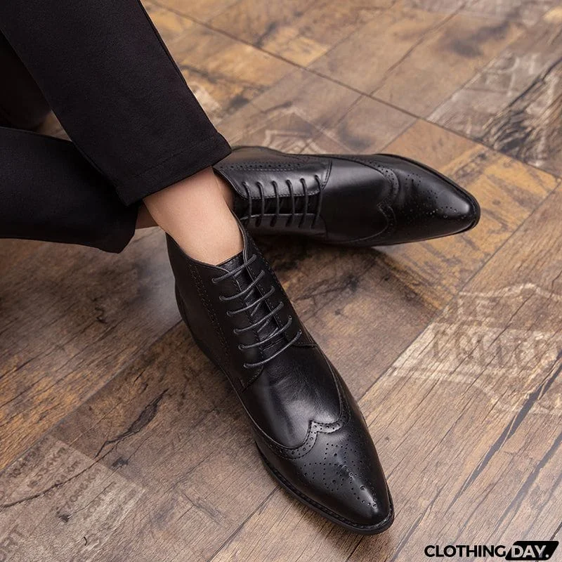 Men's Split Leather Pointed Toe Ankle Boots