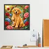 Diamond Painting -5D Full Round Drill Golden Retriever Puppy(40x40cm)