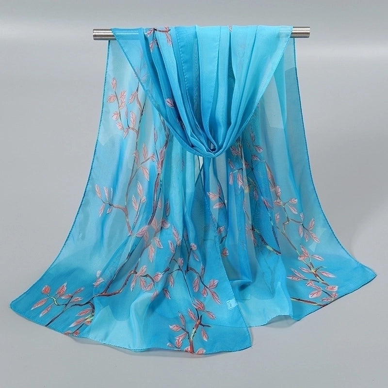 Women’s Sweet Flower Chiffon Printing Silk Scarf