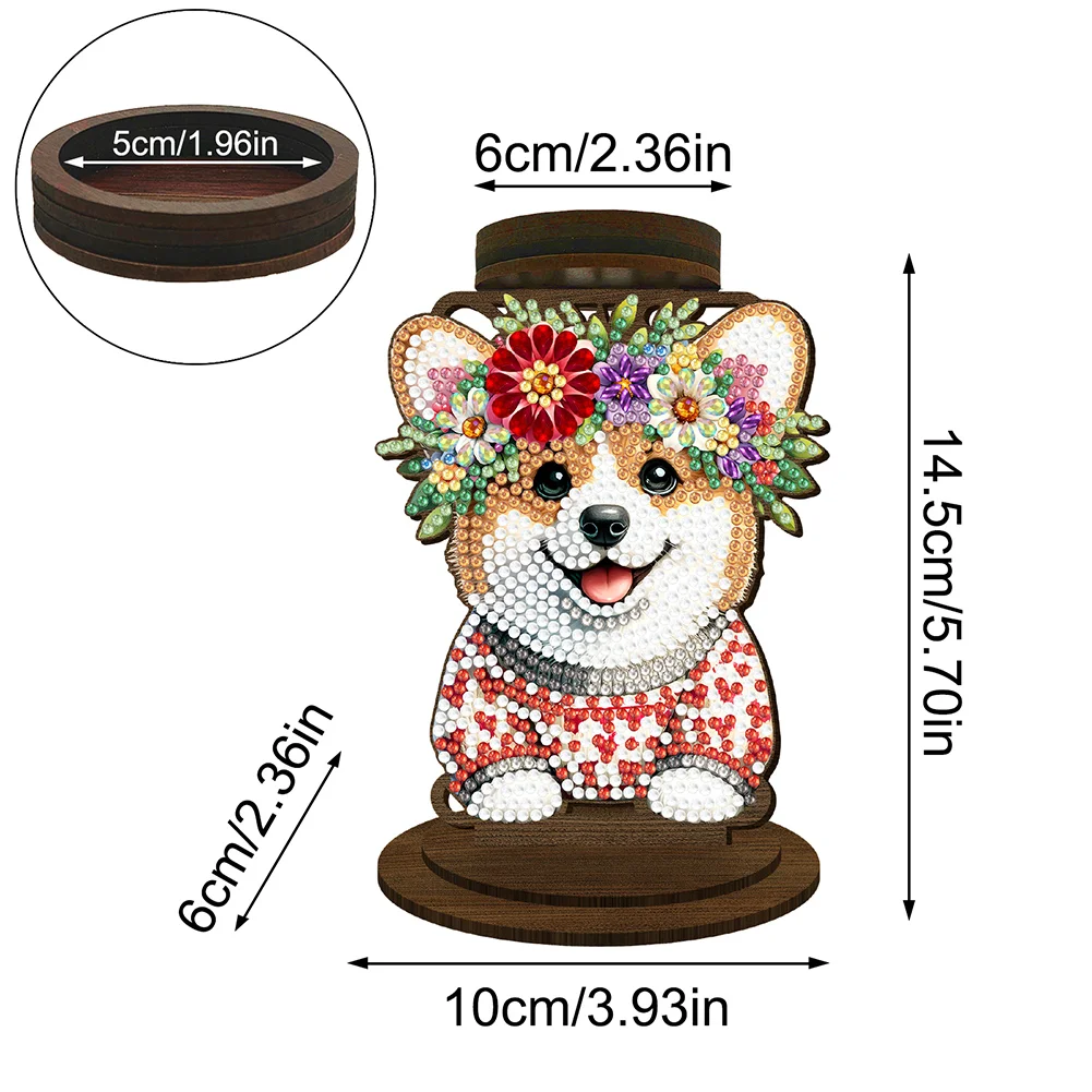 Flower Puppy 5D DIY Diamond Painting Candle Holder Ornaments for Art Crafts