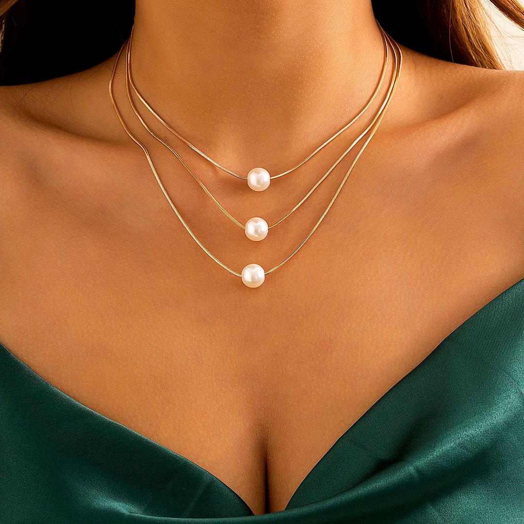 Vintage Pearl Snake Chain Choker Necklace for Women-VESSFUL