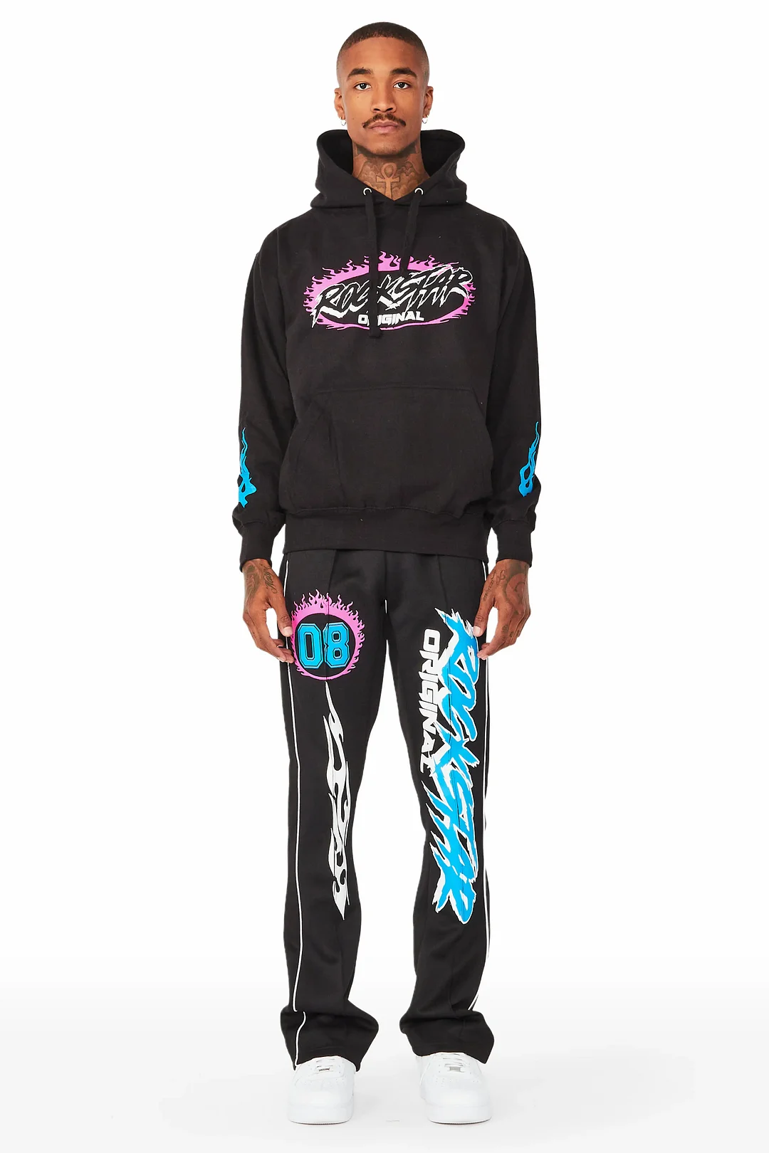 Draven Black Graphic Hoodie Track Set