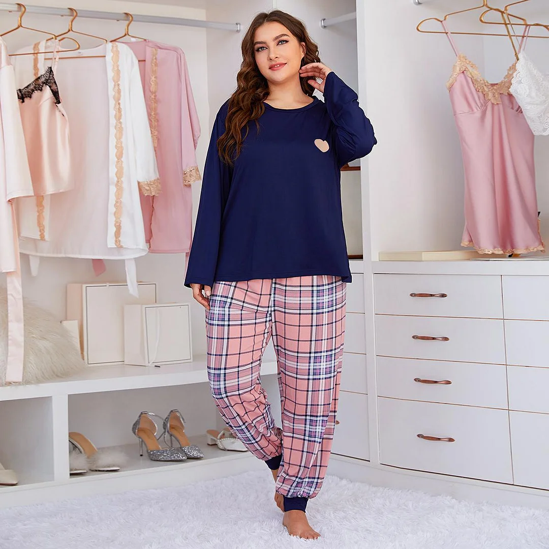 Woherb Woherb Pajamas Love Print Fat Mm Plus Size Long Sleeve Two Sets Of Home Clothing-Outfit Ideas