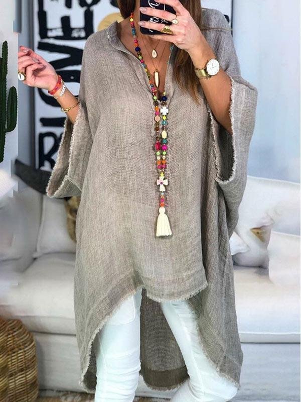 Women's cotton and linen loose bohemian dress-Mayoulove