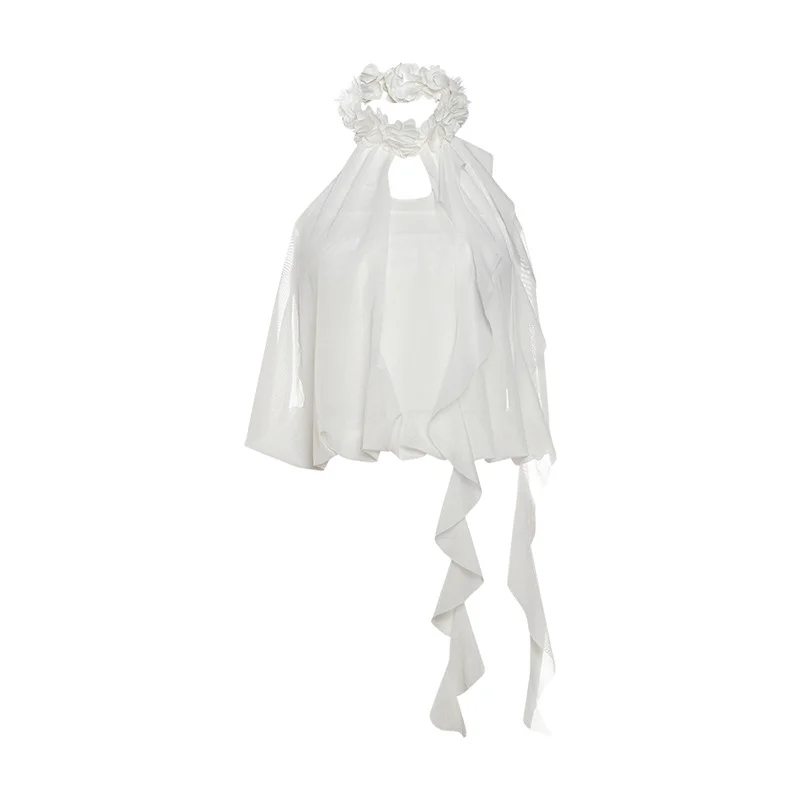 Uveng 2024 Summer New Women's Clothing Niche Design Feeling Hanging Back Wave Decoration Small Vest