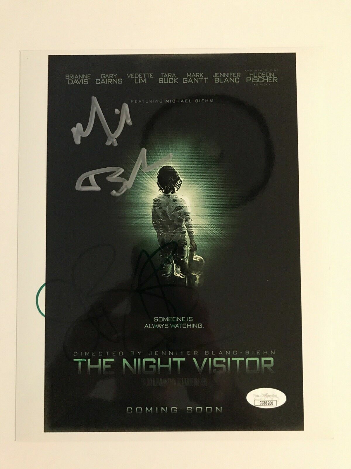 Michael Biehn & Jannifer Blanc signed The Night Visitor 8x10 Photo Poster painting JSA