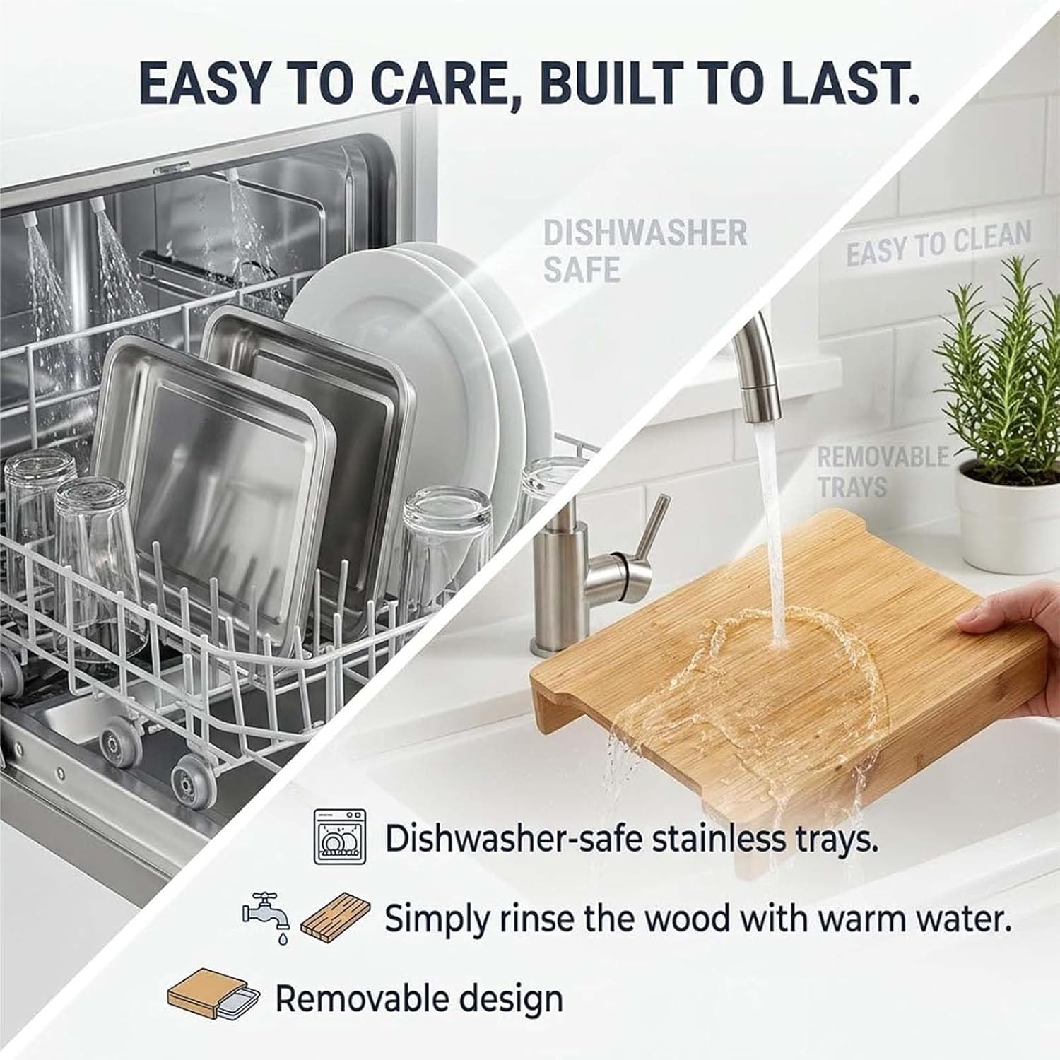 Saker® Wood Cutting Board With Slide Trays