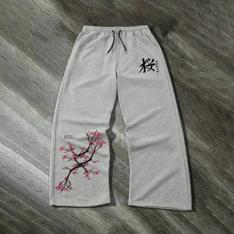 Men's Tokyo Cherry Blossom Loose Wide-leg Pants