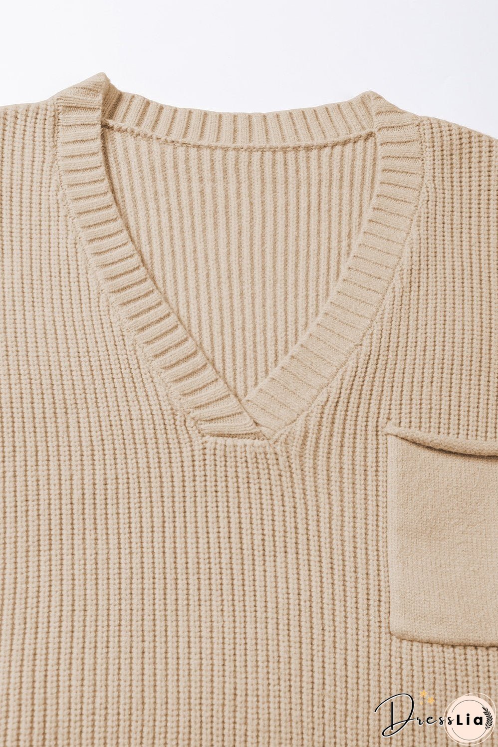 Pocketed V-Neck Cap Sleeve Sweater