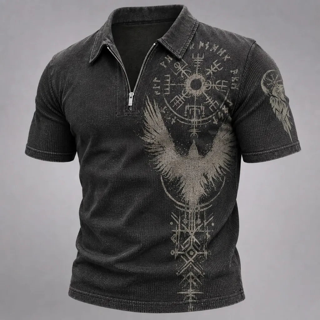 Norse Mythology Viking-Print Men's Casual Top