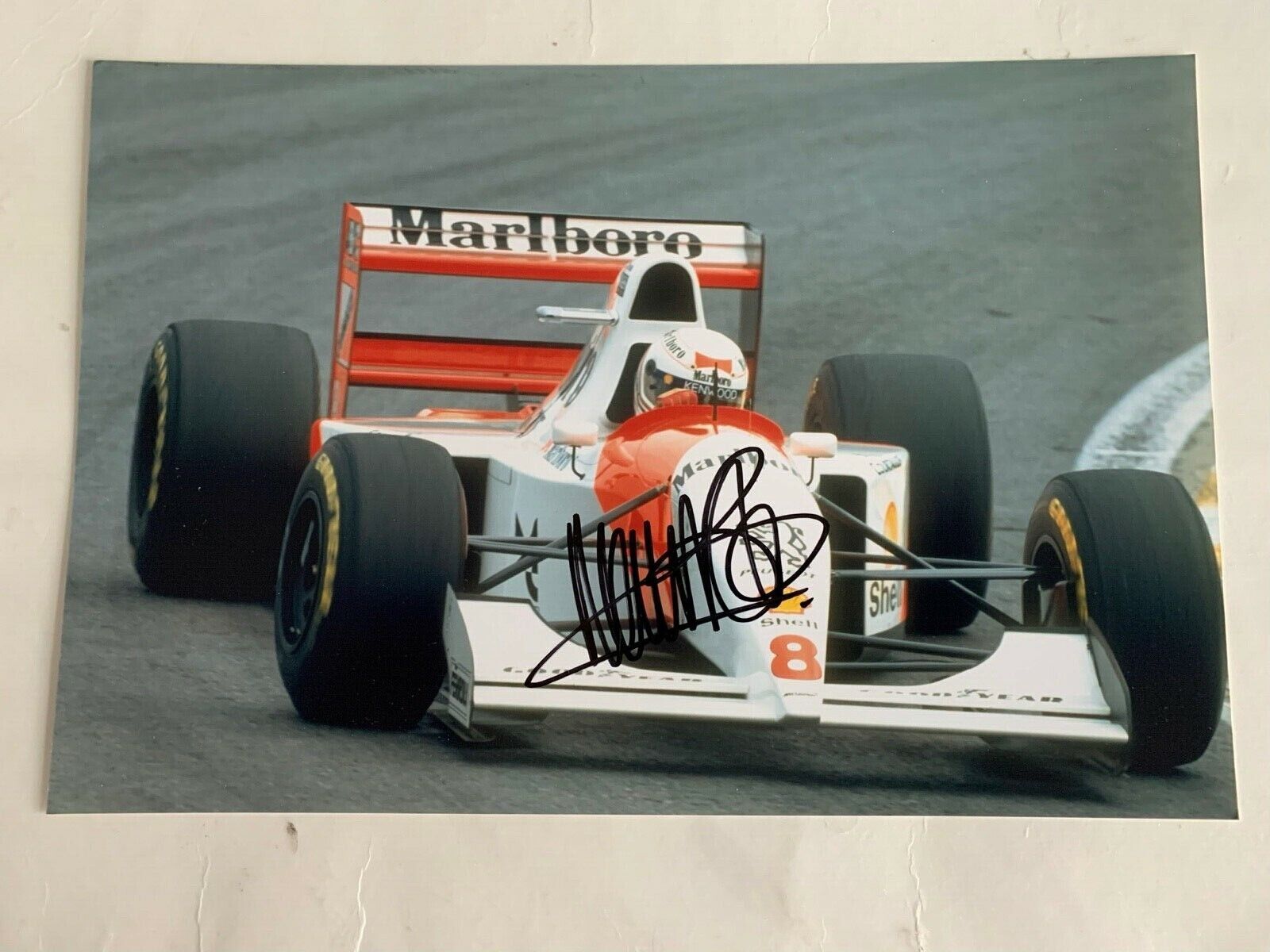 Martin Brundle Hand Signed Marlboro McLaren Peugeot F1 12x8 Photo Poster painting