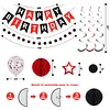 Birthday Decorations, Happy Birthday Banner with Birthday Balloons, Honeycomb Balls, Hanging Swirls, Circle Dots Garland, Happy Birthday Party Decorations for Women Men Boys Girls (Red & Black)
