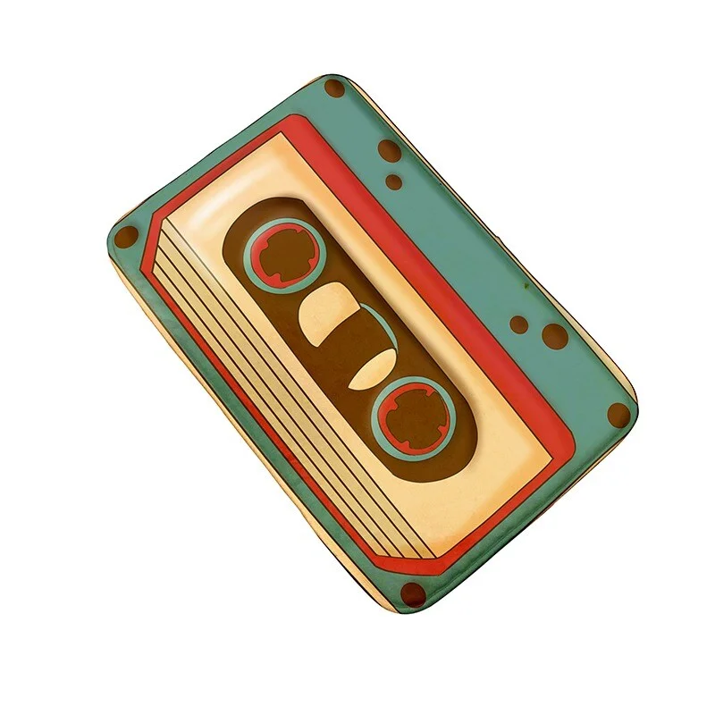 Athvotar Welcome Doormat Retro Cassette Music Tape Floor Carpet Outdoor Entrance Rug Living Room Kitchen Non-Slip Bathroom Kids Mat