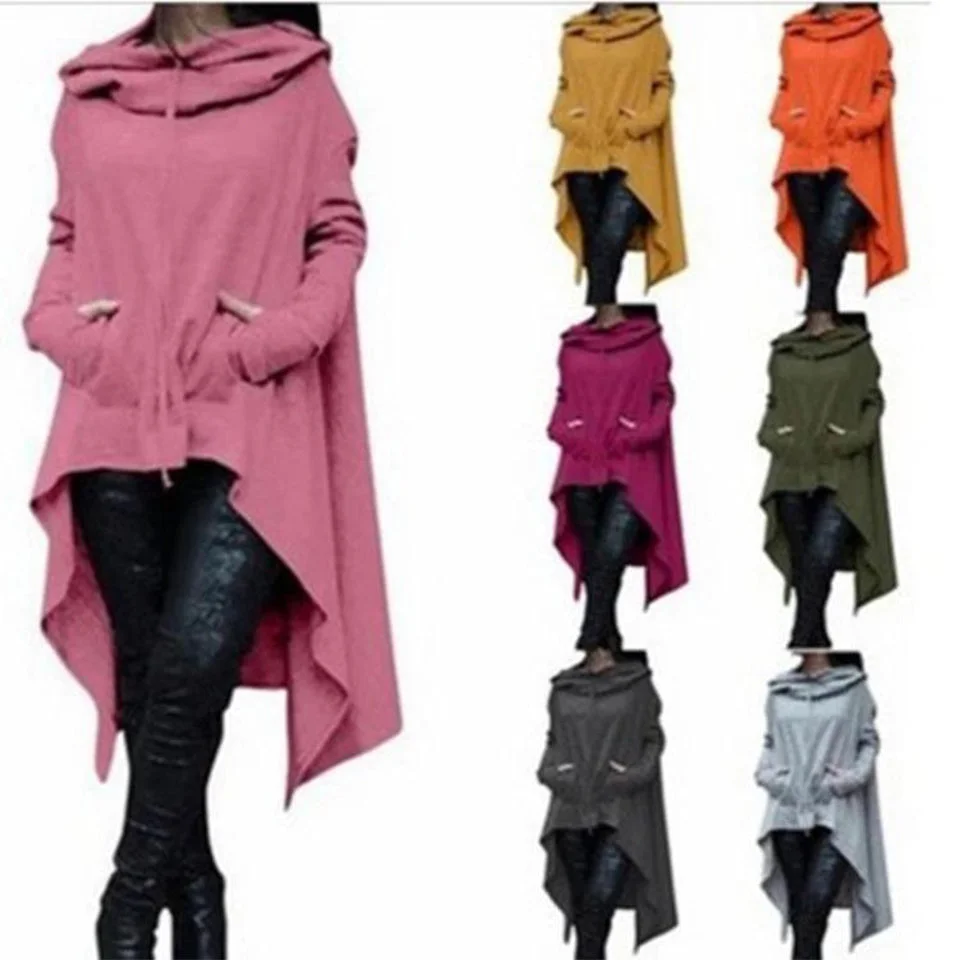 FASHION SOLID COLOR OVERSIZE IRREGULAR HOODIES