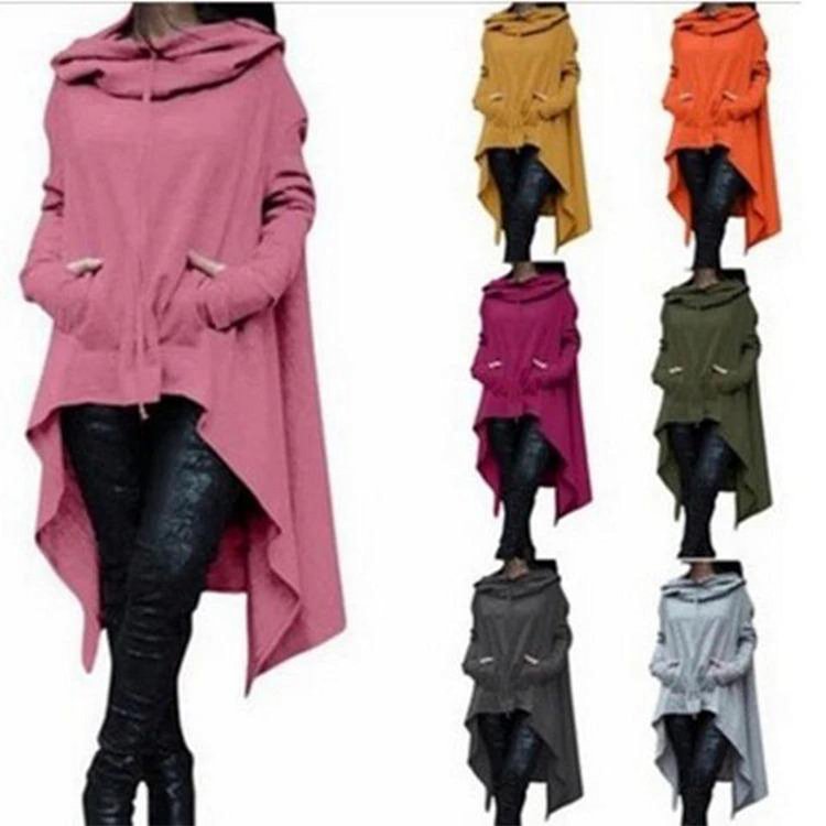 FASHION SOLID COLOR OVERSIZE IRREGULAR HOODIES