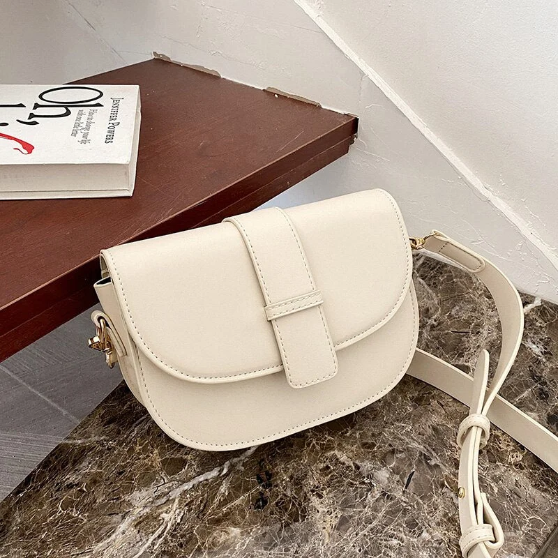 էѧӧܧ Branded Trendy PU Leather Saddle Crossbody Shoulder Bag for Women 2021 Spring and Summer Small Cute Handbags Purses