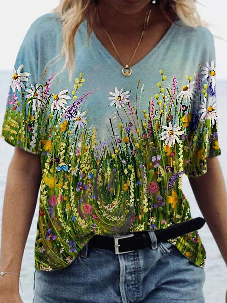 Flower Painting Print T-Shirt