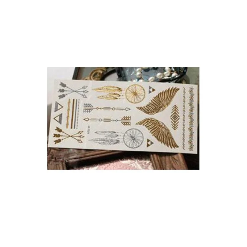 Geometric Shape  Metallic Waterproof Temporary Gold and SilverTattoo Stickers Mobile Phone Waterproof Shiny Bracelet Stickers