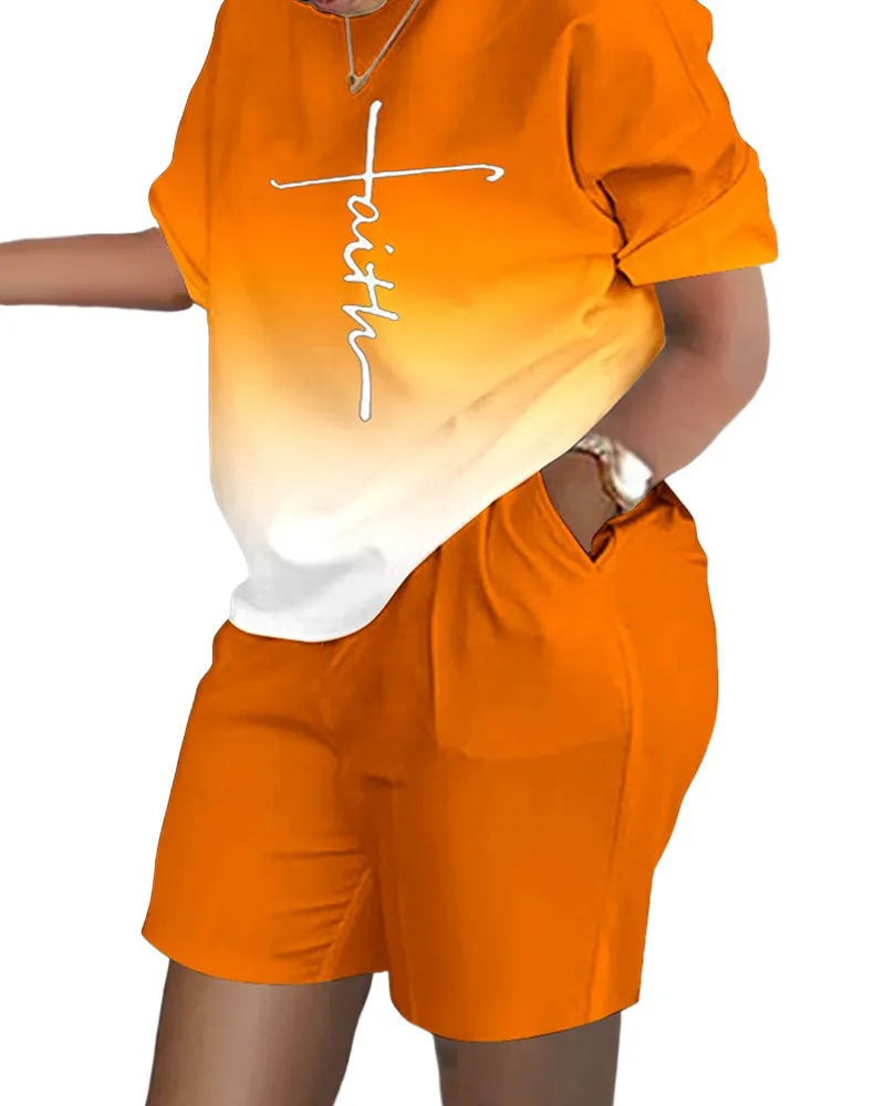 Uveng Uveng Women's Explosive Print Short Sleeve Two-Set Commuter Set