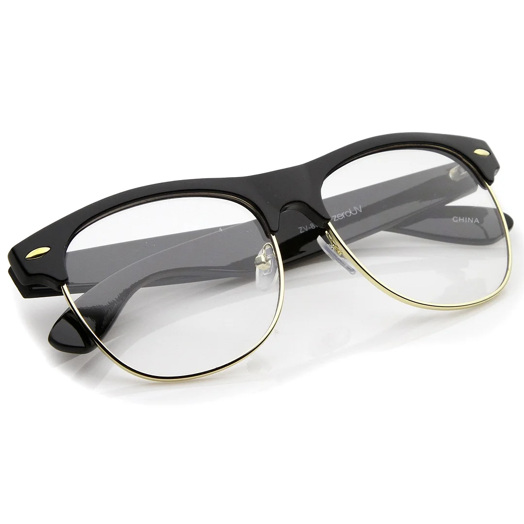 Classic Horn Rimmed Clear Lens Half Frame Glasses 56mm