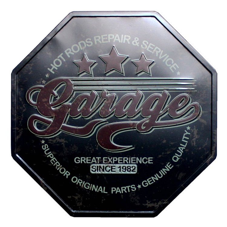 Garage - Octagon Shape Vintage Tin Sign - 30*30CM
