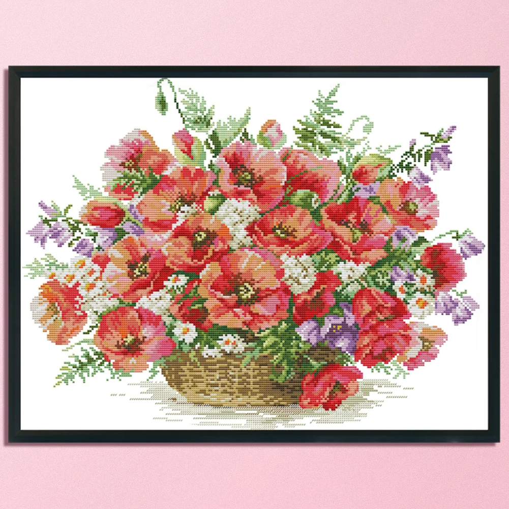 14CT Stamped Cross Stitch - Basket(Canvas|48*37CM)