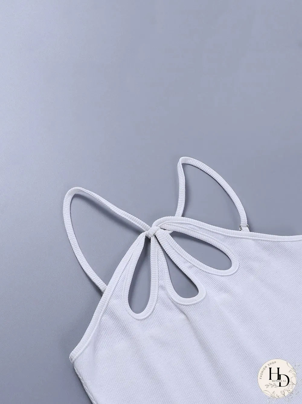 Cut Out Summer Y2k Halter Crop Top Women Sexy Streetwear White Backless Rib Sleeveless