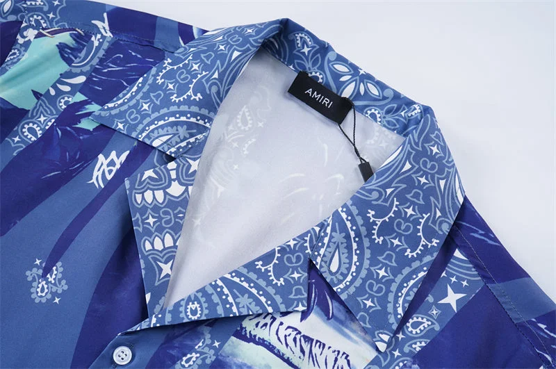 AMIRI 2023 new silk short-sleeved shirt