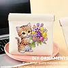 Diamond Painting Cat and Flower PU Storage Bag Coin Purse