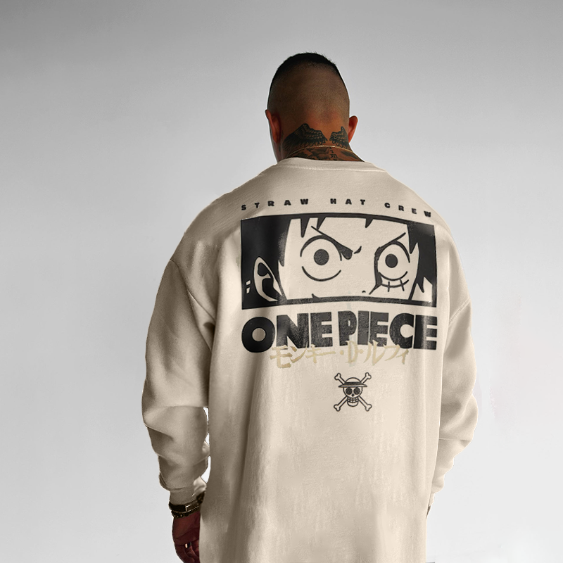 Oversized Unisex 'One Piece' Crew Neck Sweatshirt、、URBENIE